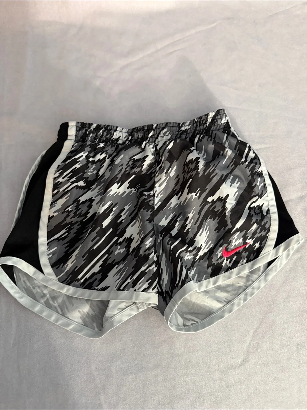 Nike Girls Bright Pink Running Shorts + Black Gray Camo Nike Shorts Set